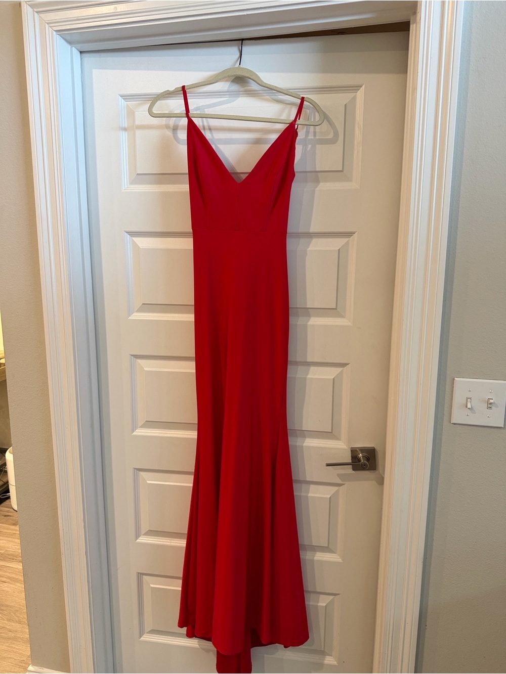 Red V-Neck Spaghetti Strap Maxi Dress